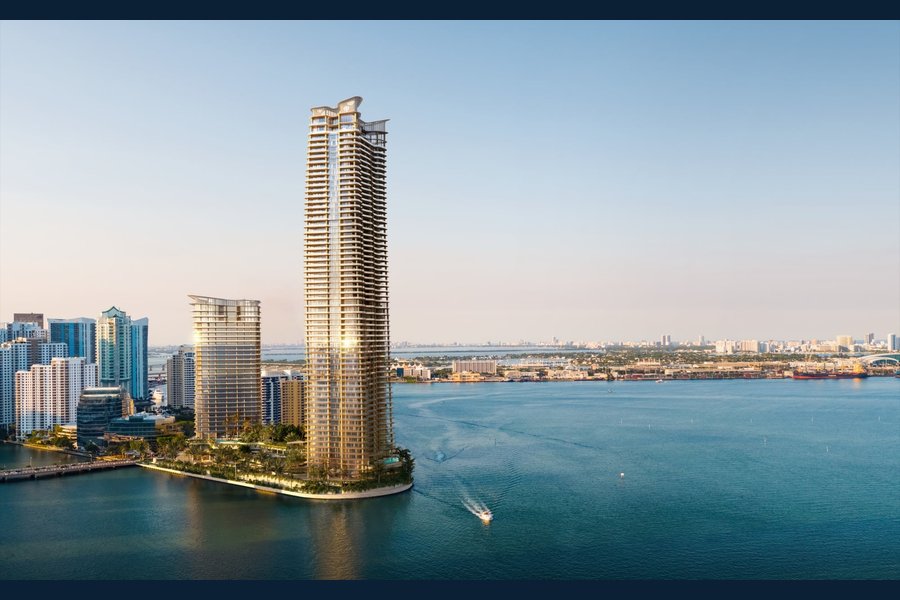 Rendering of the Mandarin Oriental towers on Brickell Key