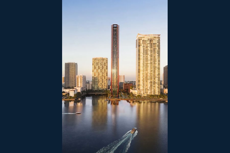 Rendering of the Villa Miami tower on Biscayne Bay in Edgewater